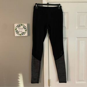 Gaiam Color Block Athletic Leggings Mesh Black Gray Tights Small Yoga Om